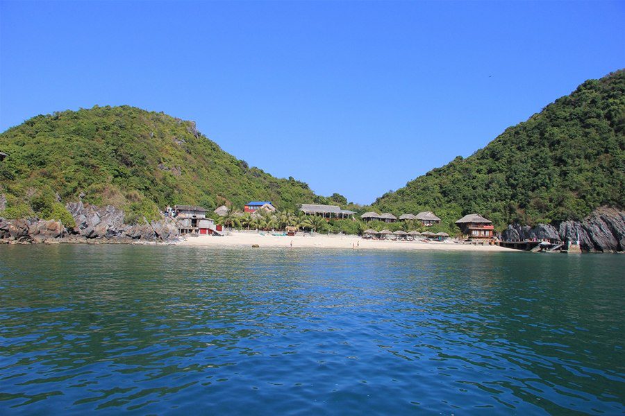 The private beach on Lan Ha Bay 